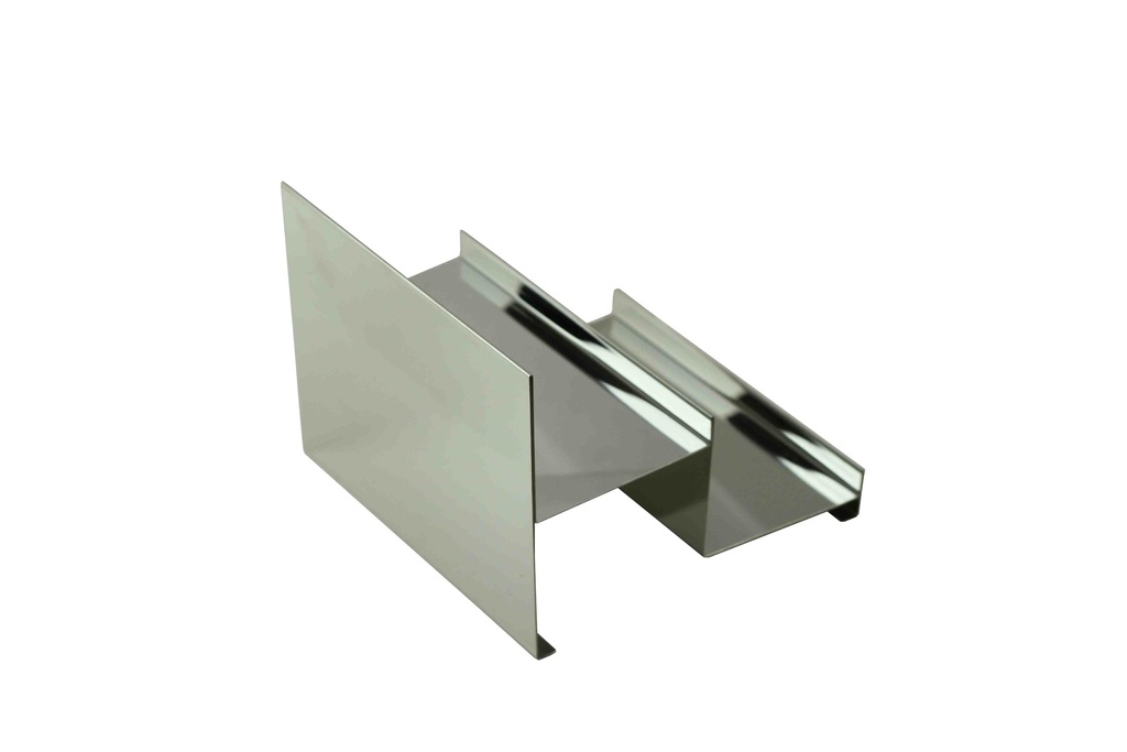 Expositor-doble-altura-de-acero-cromado-con-tope-tridecor