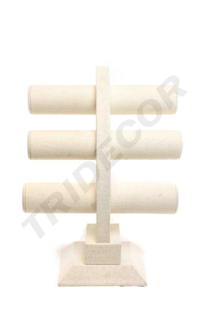 Expositor Triple para Pulseras de Lino Beige 32X26X23cm