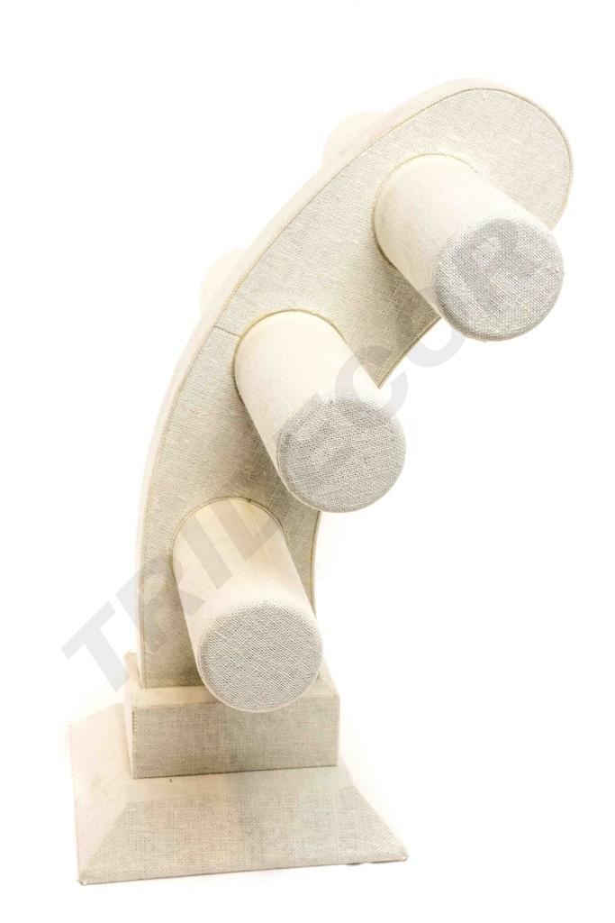 Expositor Triple para Pulseras de Lino Beige 32X26X23cm