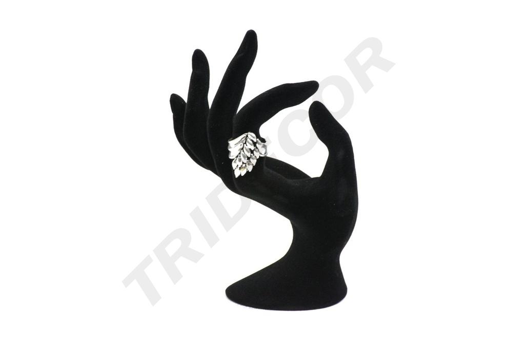 Expositor de Anillos en Forma de Mano de Terciopelo Negro