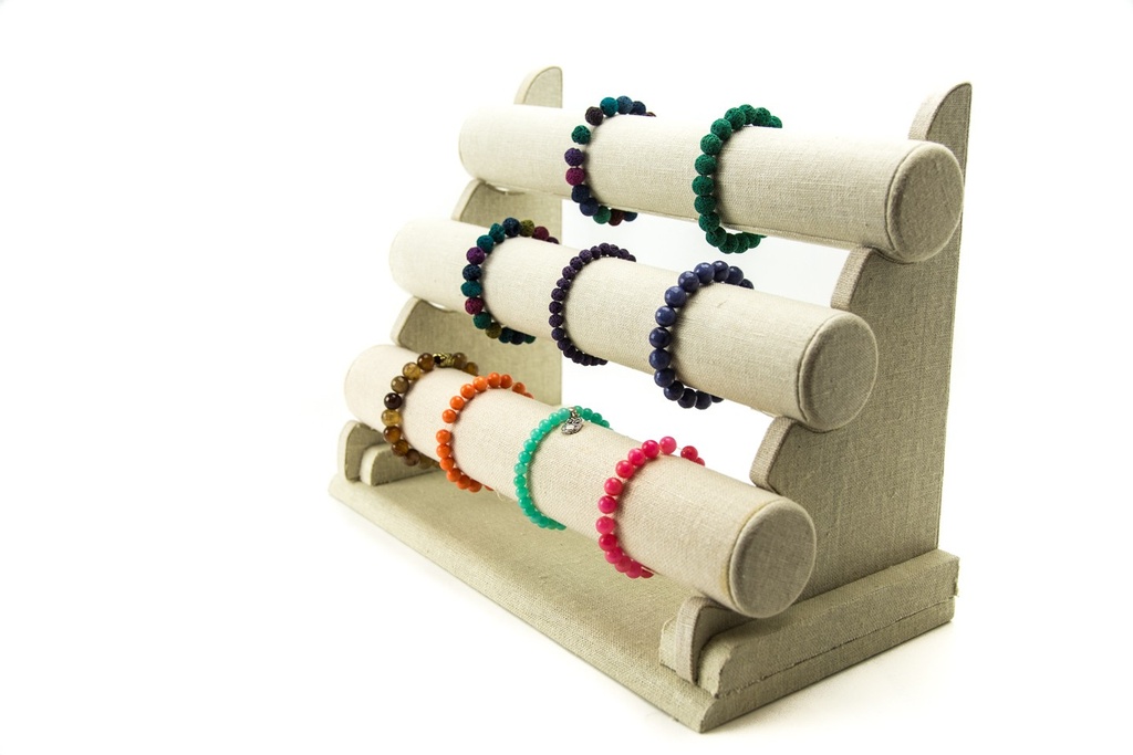 Expositor Triple para Pulseras de Lino Beige