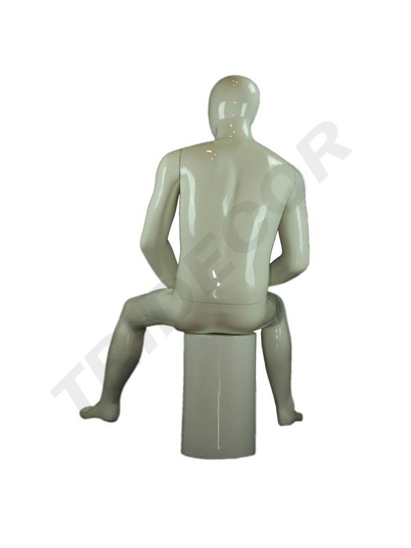Maniquí de Hombre Sentado de Fibra de Vidrio Blanco Brillante
