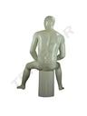 Maniquí de Hombre Sentado de Fibra de Vidrio Blanco Brillante