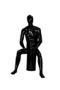 Maniquí Masculino Sentado de Fibra de Vidrio Negro Brillante