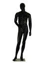 Maniquí lacado en negro mate sin características con brazo doblado