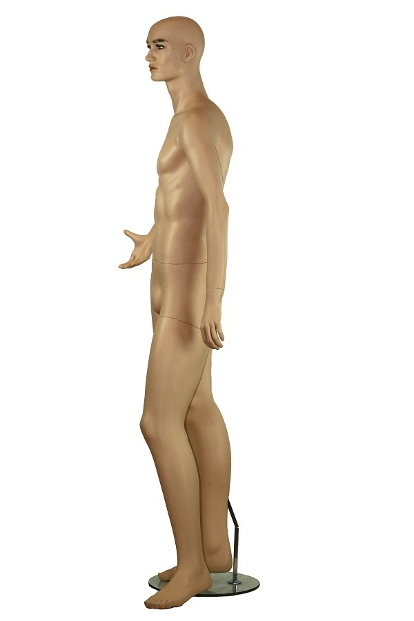 Maniquí Masculino Realista Color Carne con Brazo Derecho Doblado en Fibra