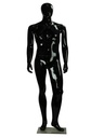 Maniquí Masculino Lacado en Negro Brillante Sin Características