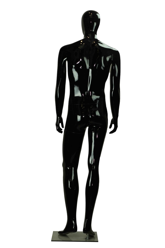 Maniquí Masculino Lacado en Negro Brillante Sin Características