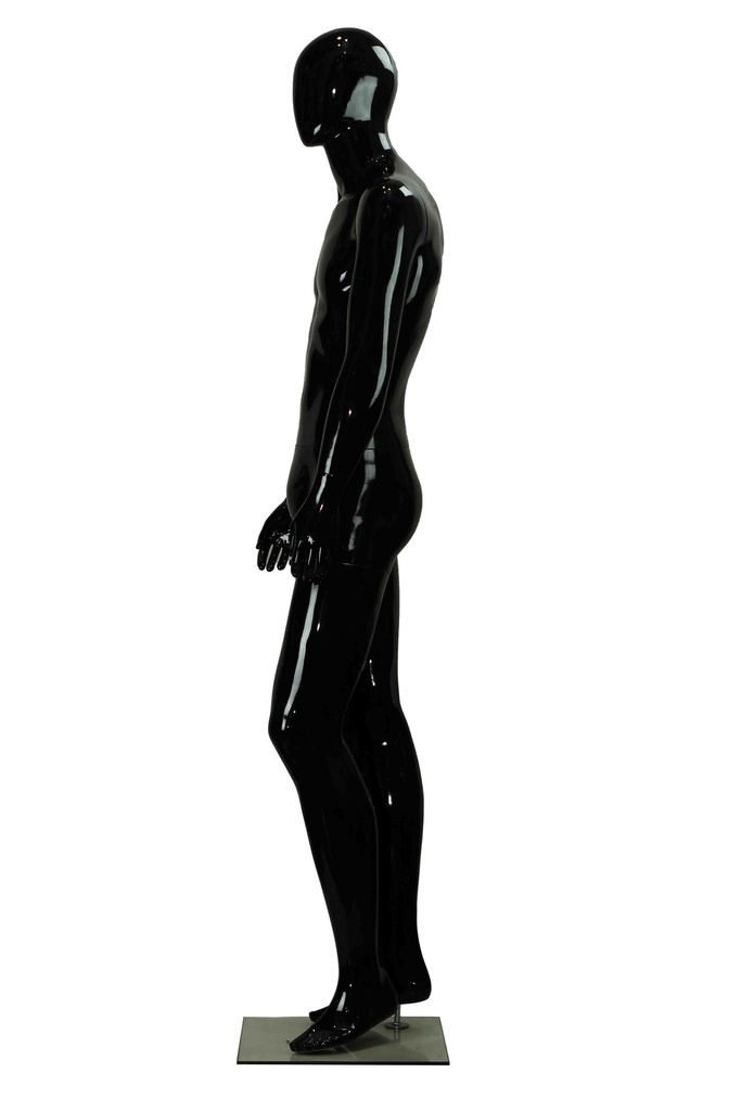 Maniquí Masculino Lacado en Negro Brillante Sin Características