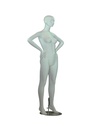 Maniquí femenino en blanco mate con cara y manos en las caderas