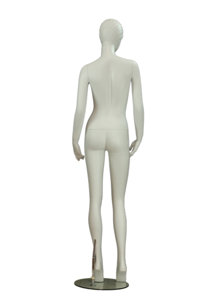 Maniquí femenino de fibra de vidrio blanco mate con pestañas azules y bios rojos