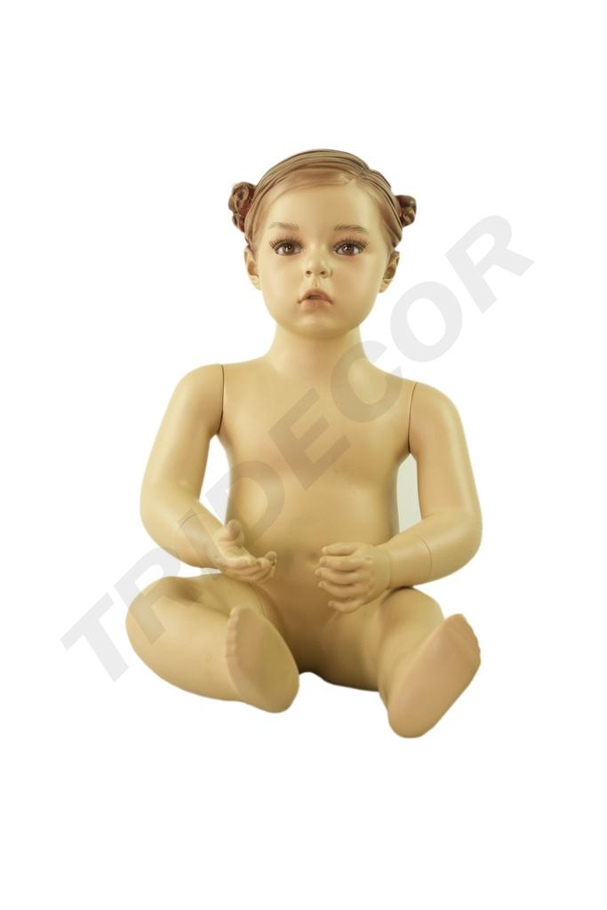 Maniquí realista de niña bebé sentada color carne 1-2 años