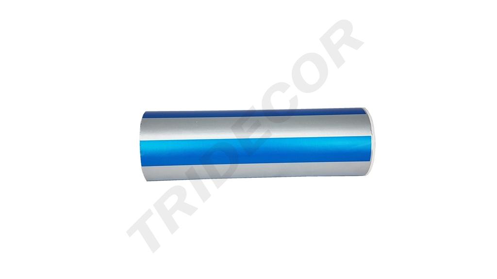 Papel de regalo con rayas anchas color plata y azul 31cm