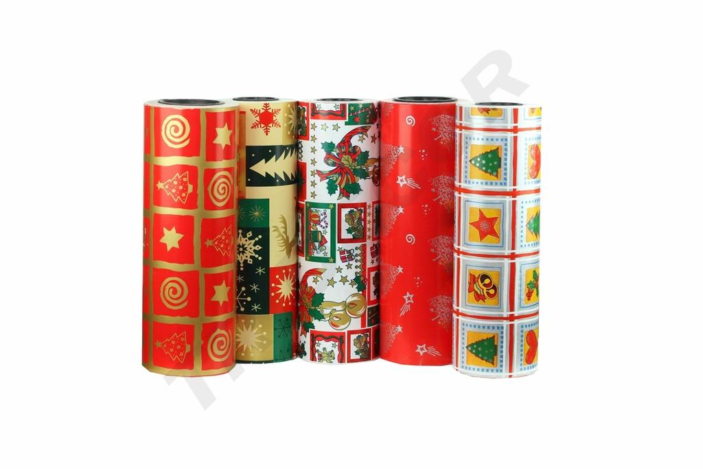 Papel de regalo rojo Motivos navideños dorados