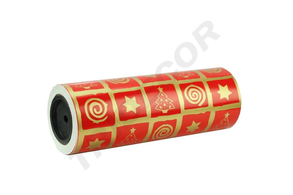 Papel de regalo rojo Motivos navideños dorados