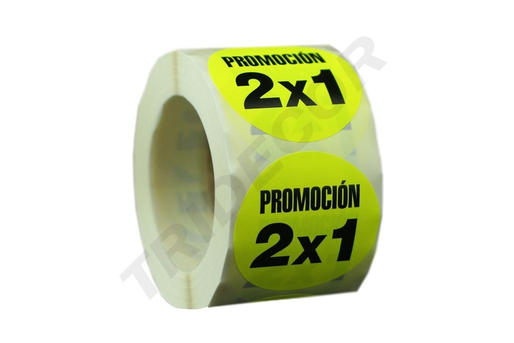 Pegatina Promoción 2X1 5X5cm 500unidades