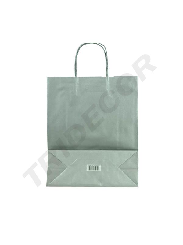 Bolsa de papel de celulosa con asa rizada, color plata, 45X49X15CM - 25 unidades