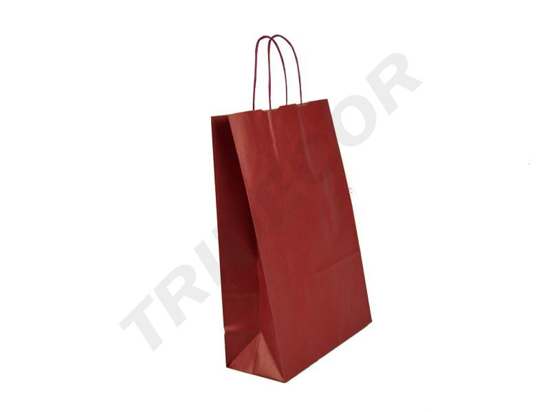 Bolsas de Papel Kraft con Asas Rizadas 22X10X29cm Borgoña 25/Paquete 300 unidades/caja