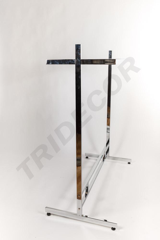 038004 Perchero Doble Cromado Con Cristal Superior 120x50x120 cm Tridecor