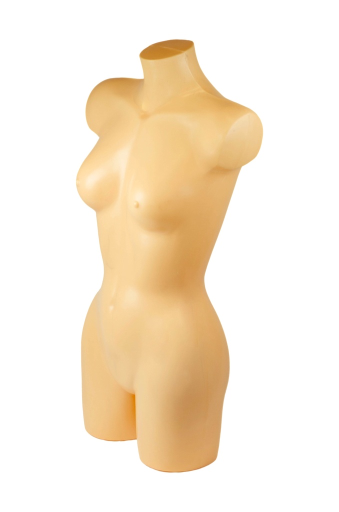 Busto de medio cuerpo de una mujer de color carne