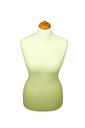 Busto de Mujer en Tela Beige con Copa y Pie de Madera Blanca 'T' 42