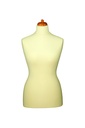 Busto de Mujer en Tela Beige con Copa y Pie de Madera Blanca 'T' 42