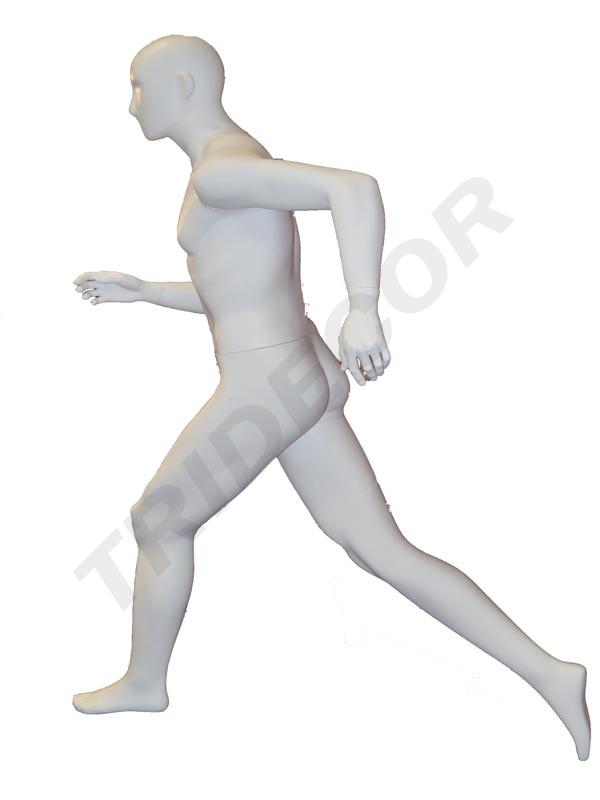 Maniquí de Hombre Deportivo Corriendo en Fibra de Vidrio Blanco Mate