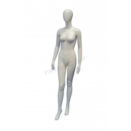 Maniquí femenino en blanco mate sin rostro con pie adelantado