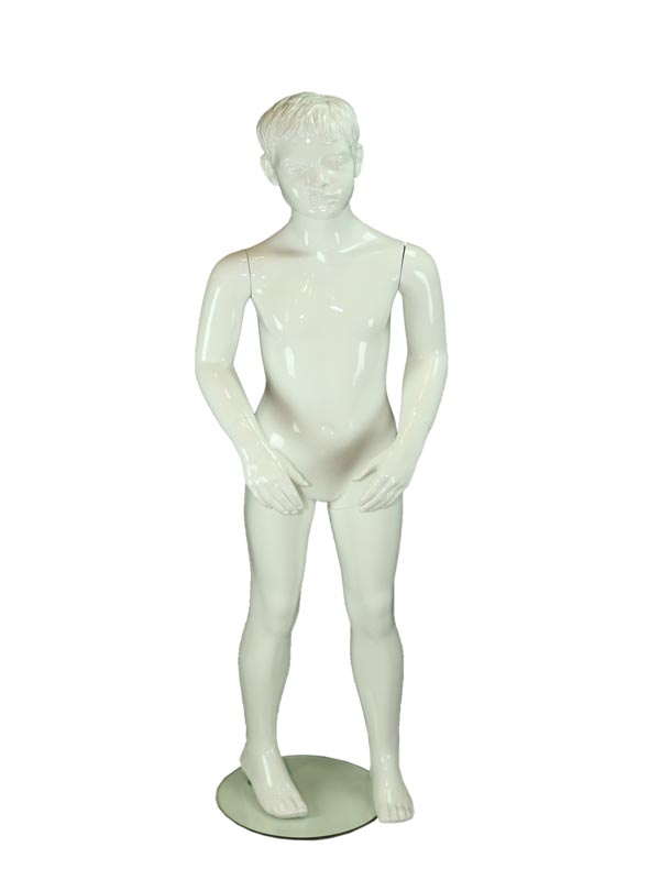 Maniquí infantil con rostro blanco brillante, 8-9 años, Fibra