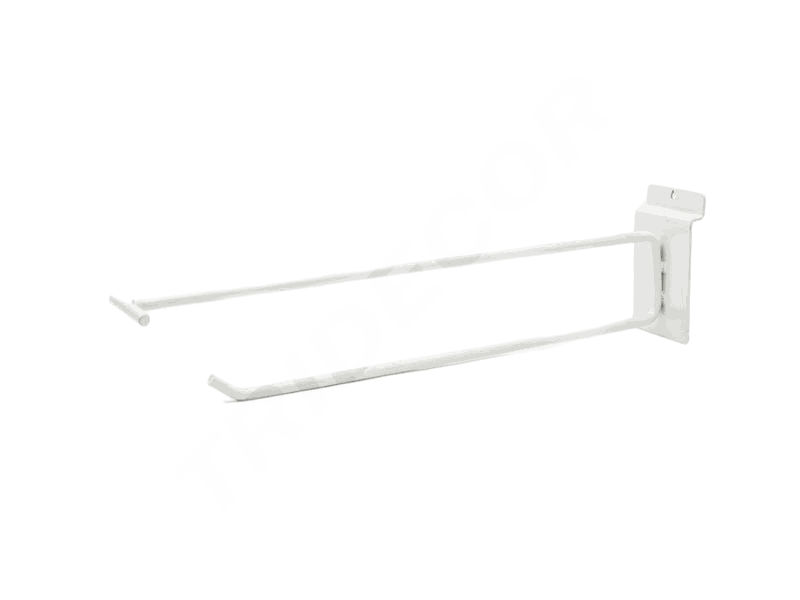 Gancho doble con porta precio 35 cm Panel de lamas blanco