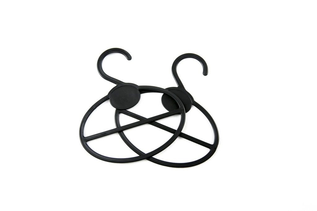 Percha de plástico ovalada para bufandas, color negro, 10 unidades