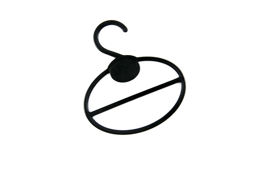 Percha de plástico ovalada para bufandas, color negro, 10 unidades