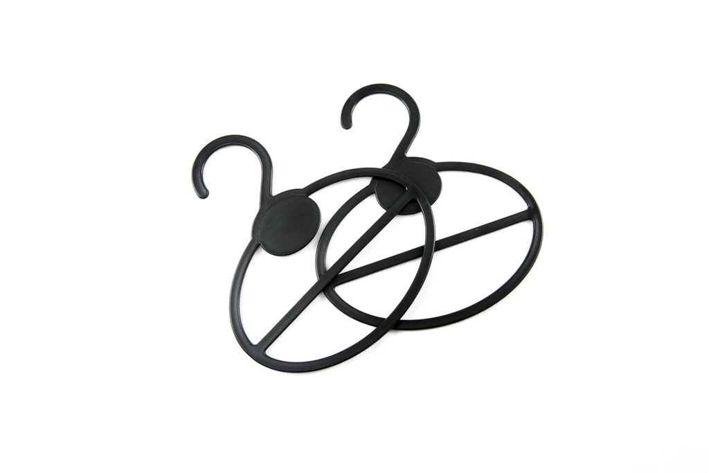 Percha de plástico ovalada para bufandas, color negro, 10 unidades