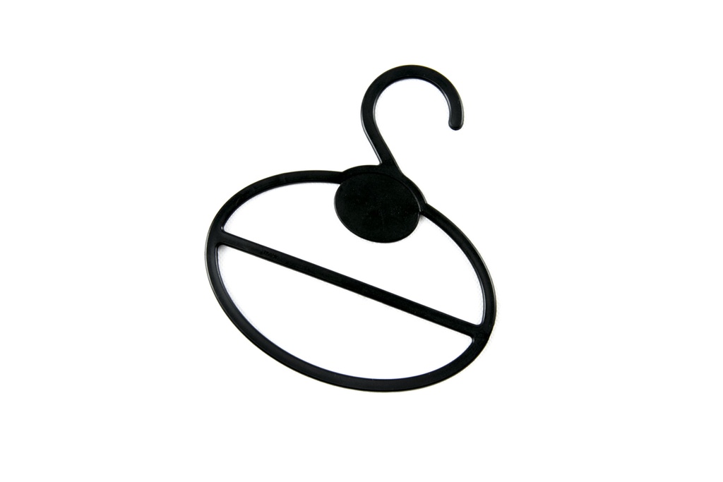 Percha de plástico ovalada para bufandas, color negro, 10 unidades