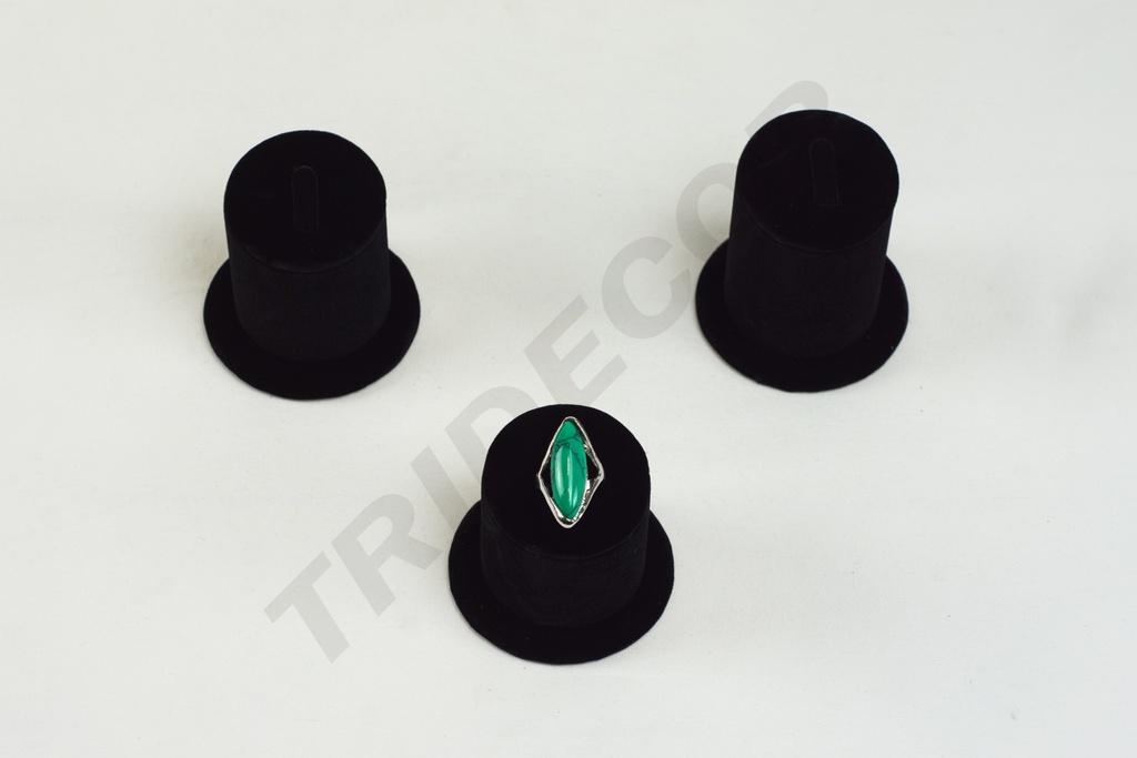 Expositor de Anillos de Terciopelo Negro 3 Alturas