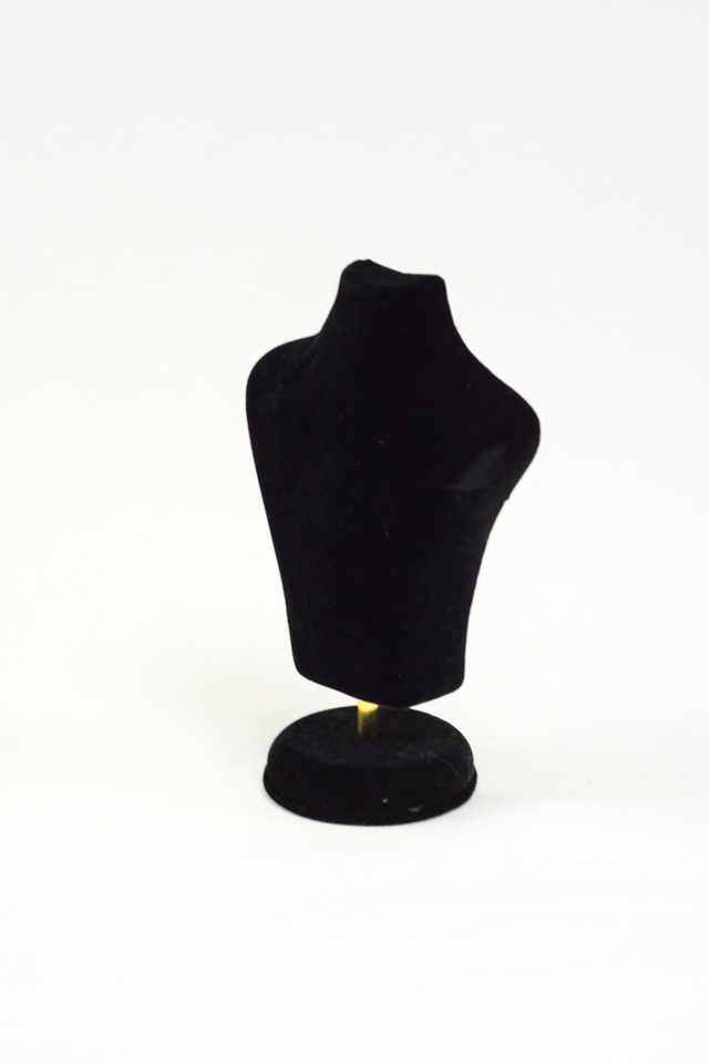 Expositor de Joyería de Terciopelo Negro en Forma de Busto 15X10X6cm