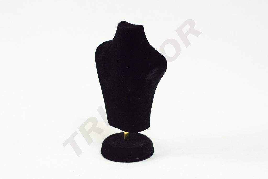 Expositor de Joyería de Terciopelo Negro en Forma de Busto 15X10X6cm