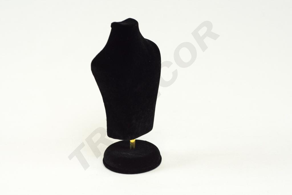 Expositor de Joyería de Terciopelo Negro en Forma de Busto 15X10X6cm