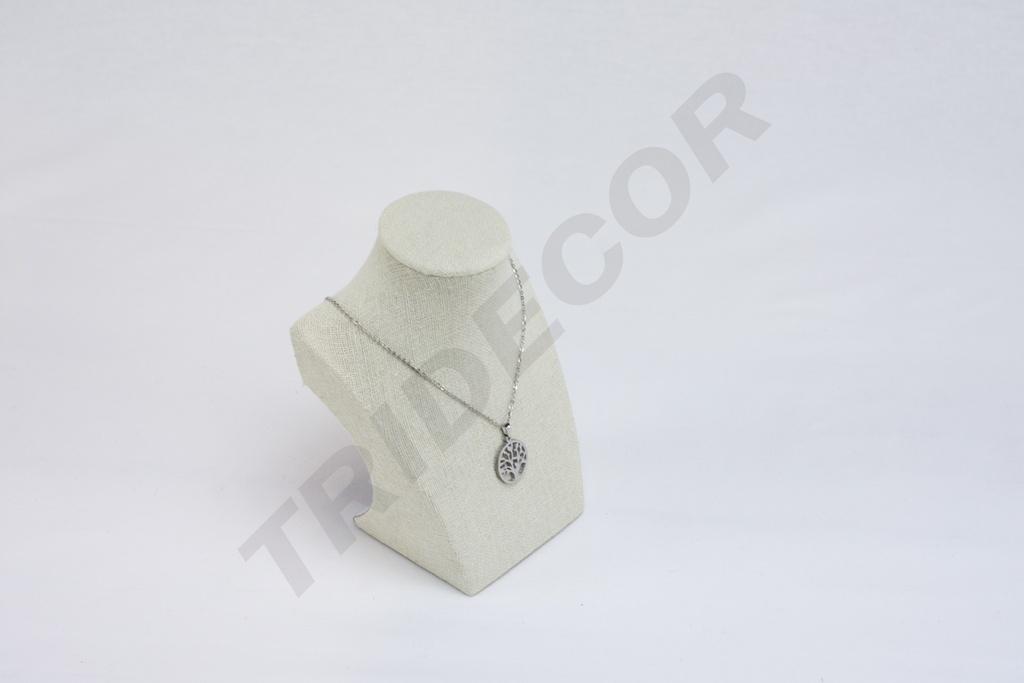 Expositor de Collar de Lino Beige 7,5X12,5X16cm