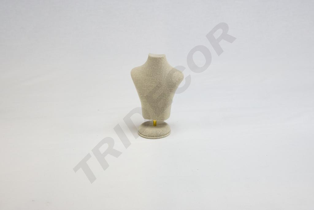 Busto de joyería de lino beige 15X10X6 CM