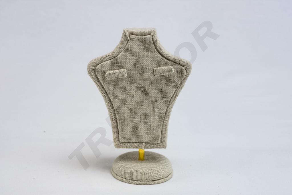 Busto de joyería de lino beige 15X10X6 CM