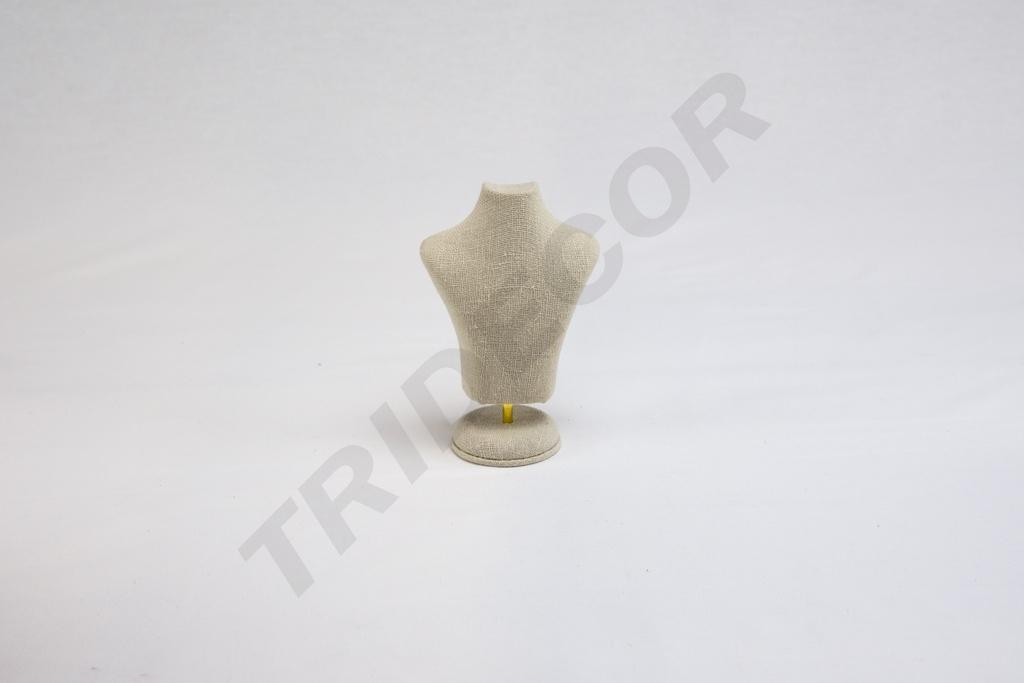 Busto de joyería de lino beige 15X10X6 CM