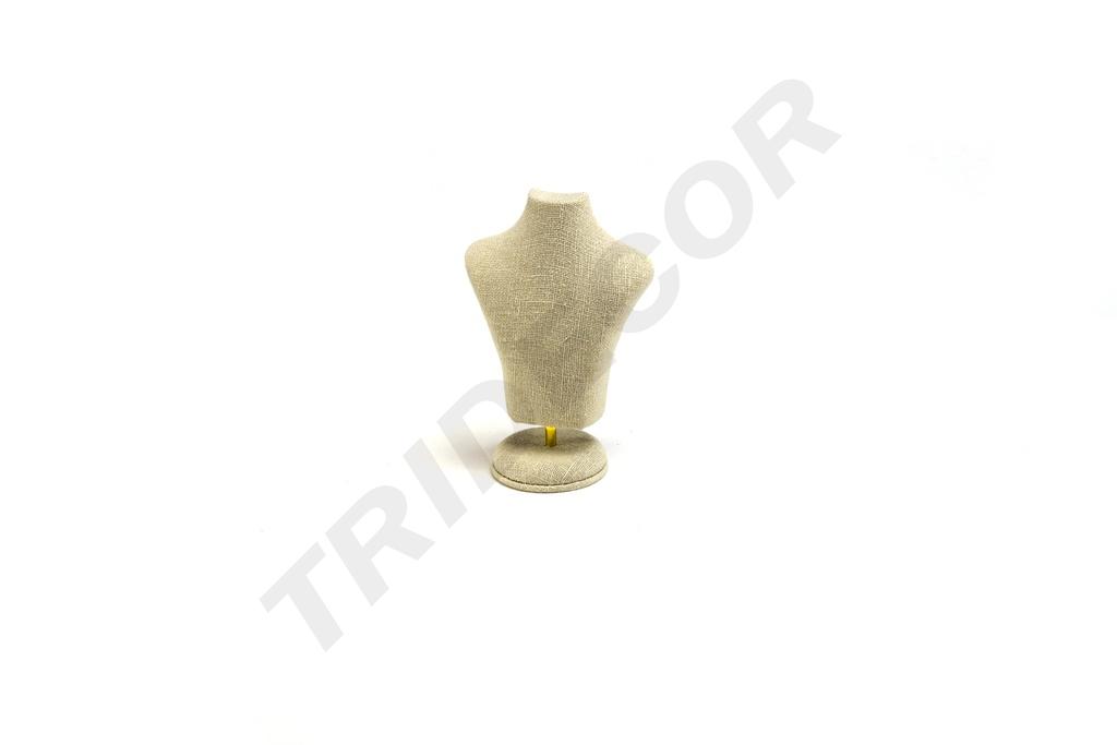 Busto de joyería de lino beige 15X10X6 CM