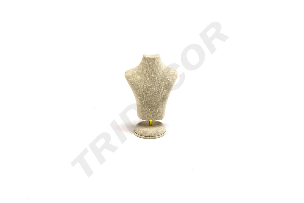 Busto de joyería de lino beige 15X10X6 CM