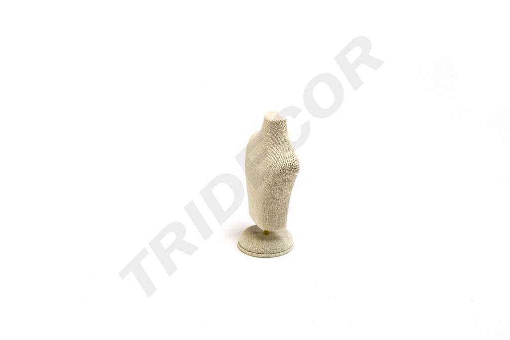 Busto de joyería de lino beige 15X10X6 CM