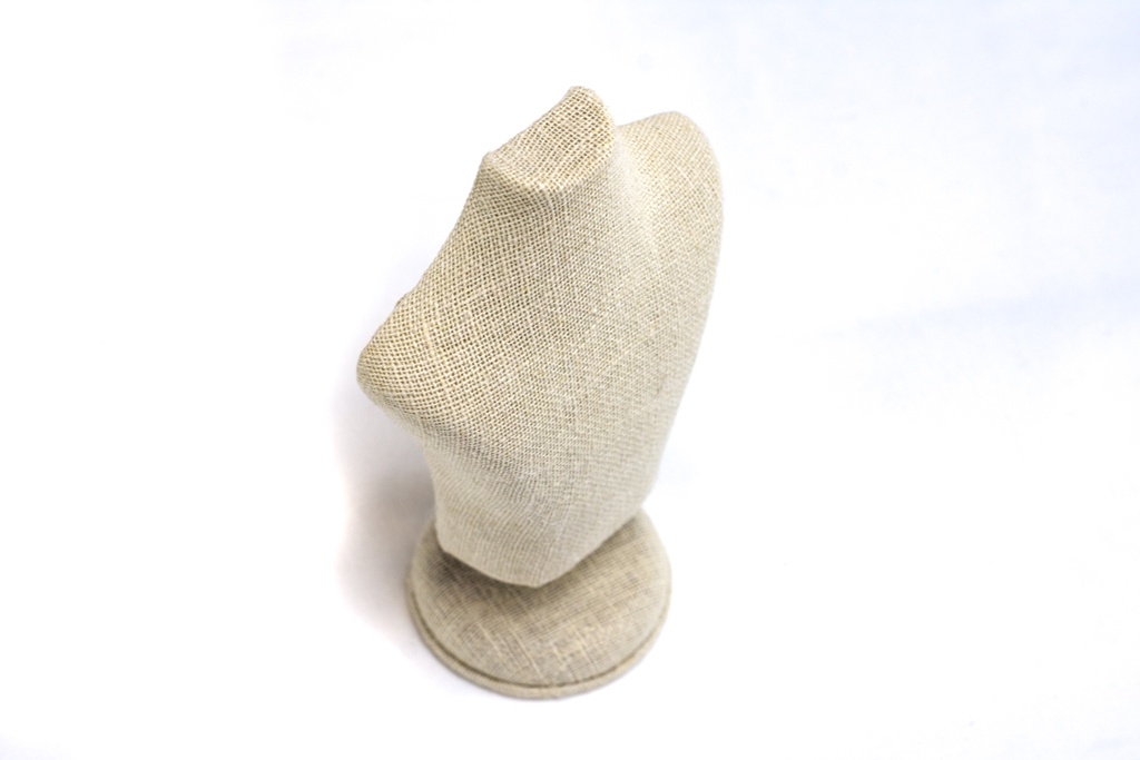 Busto de joyería de lino beige 15X10X6 CM