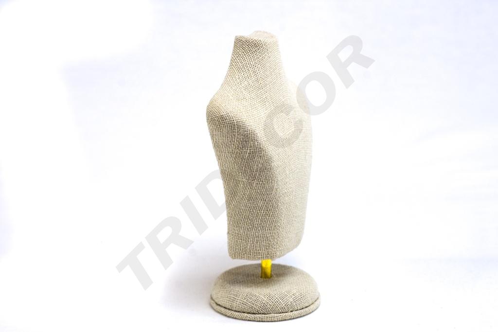 Busto de joyería de lino beige 15X10X6 CM