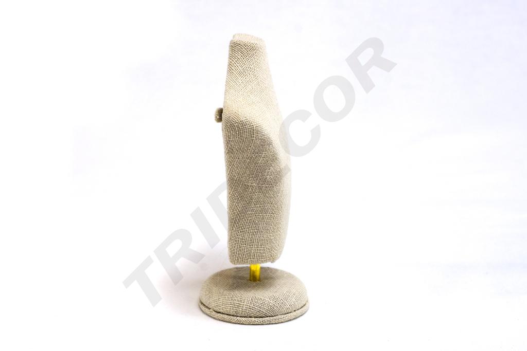 Busto de joyería de lino beige 15X10X6 CM