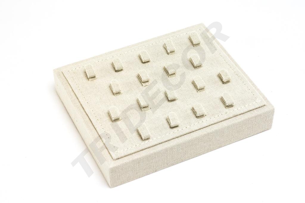 Bandeja para Joyas de Lino Beige para 18 Anillos, 18.5x15.5x3 cm