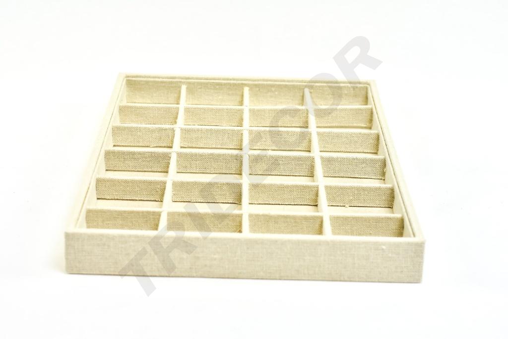 Bandeja para Joyería de Lino Beige 24 Compartimentos 35X24X3 CM